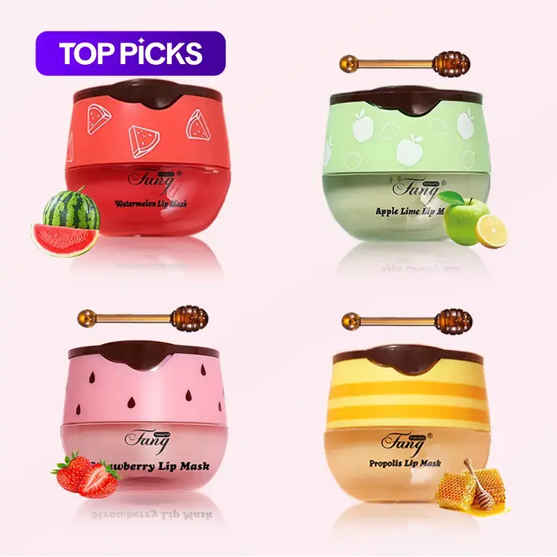 Honey & Fruit Flavor Lip Mask, 4 Counts/set Moisturizing & Hydrating Lip Care Product, Propolis Lip Moisturizer Prevents Dry Cracks, Daily Skincare Product, Lip Plumper, Lip Hydration