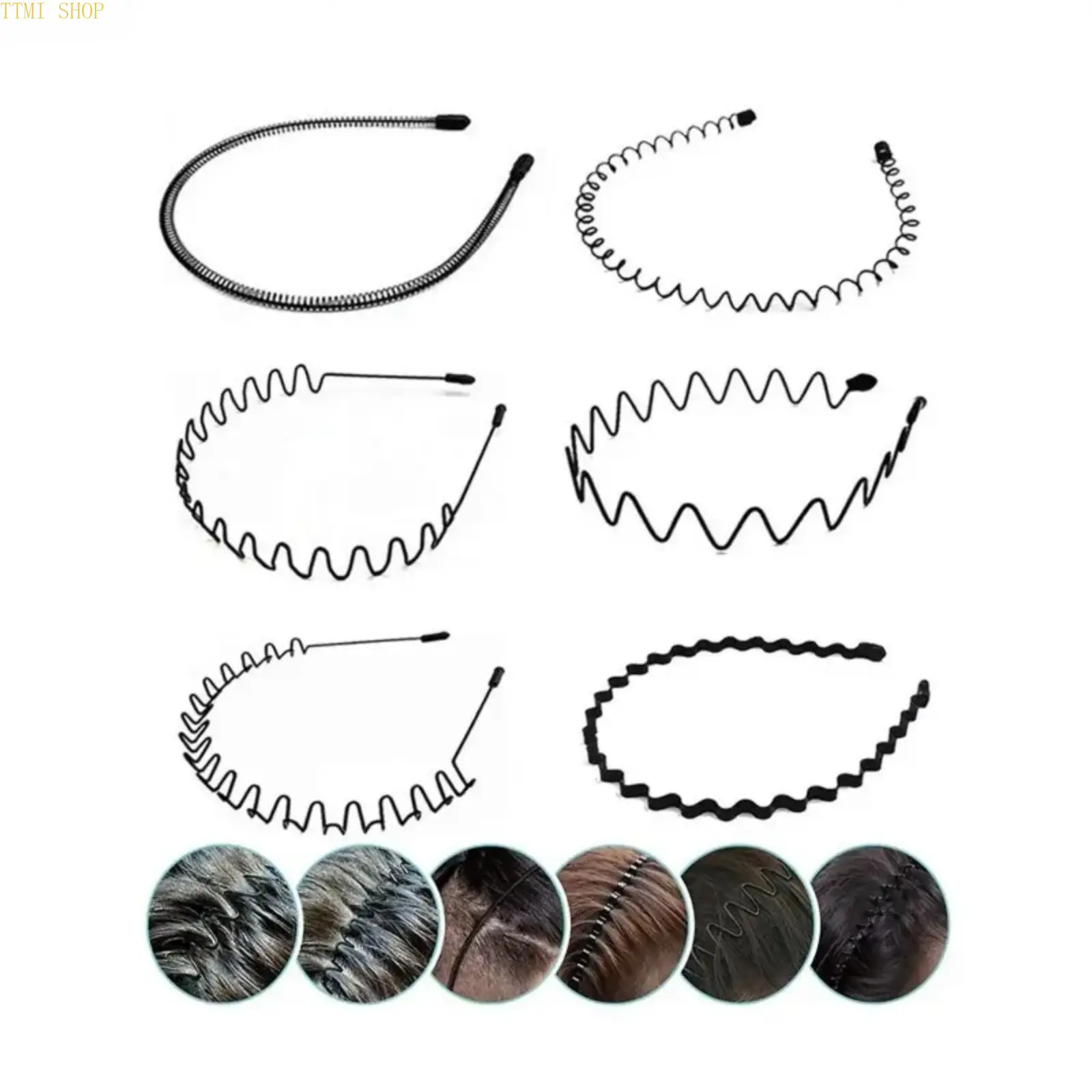 6Pcs Men Solid Zig Zag Wavy Non Slip Elastic Thin Headbands, Lightweight Minimalist Sports Hair Straps for Workout Outdoor Activities