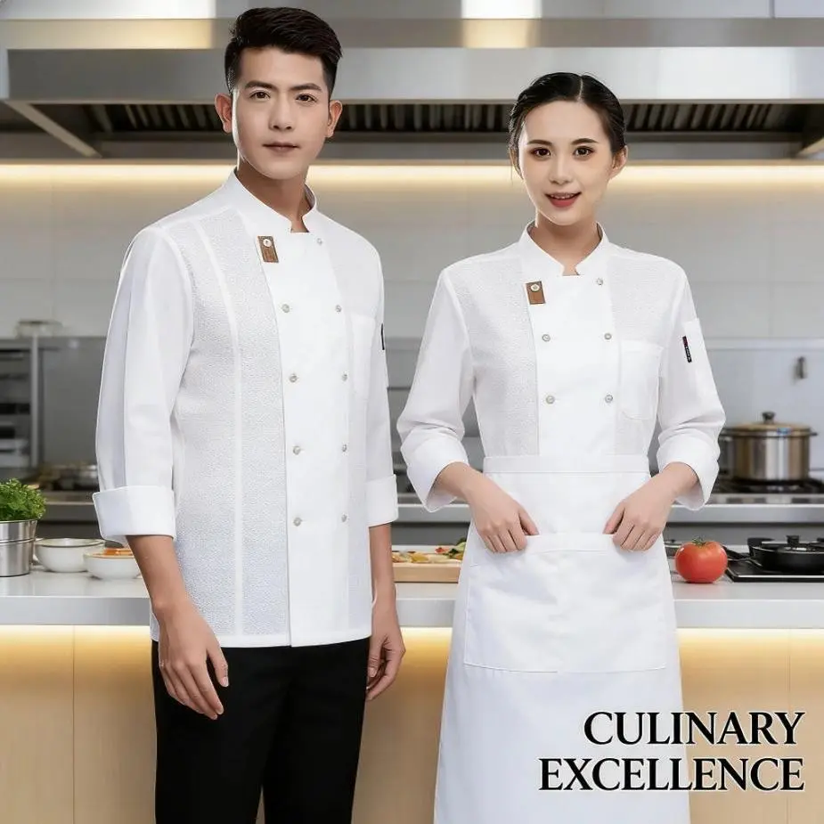 Menswear Plain Chef Workwear, 2026 Breathable Button Closure Short-Long Sleeve All Seasons Uniform for Hotel Kitchen Catering, Fitted Cut