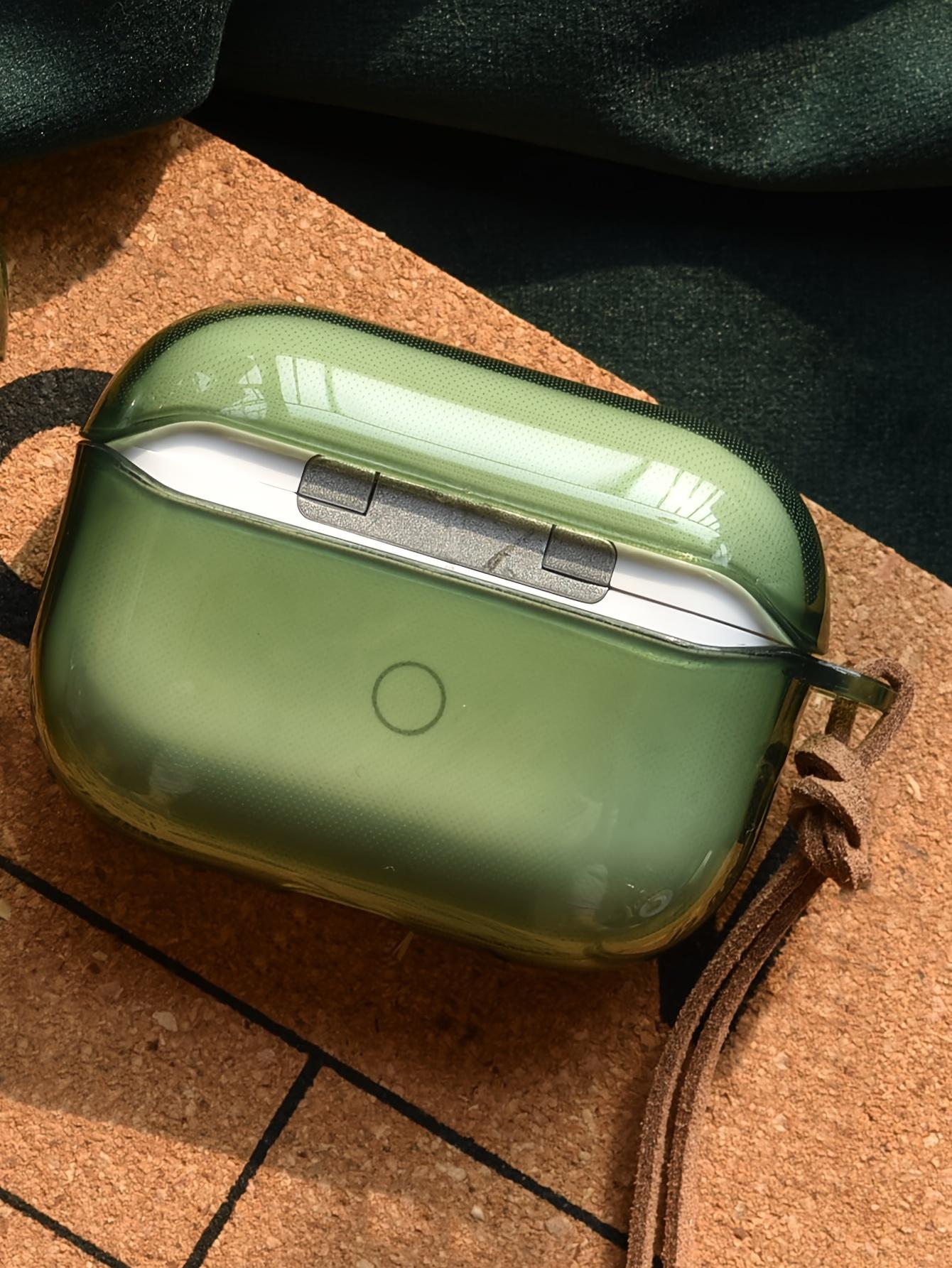 1pc Morandi Color Solid Translucent Green Dark Green Minimalist  Full-Cover Anti-Drop Leather Strap  Case