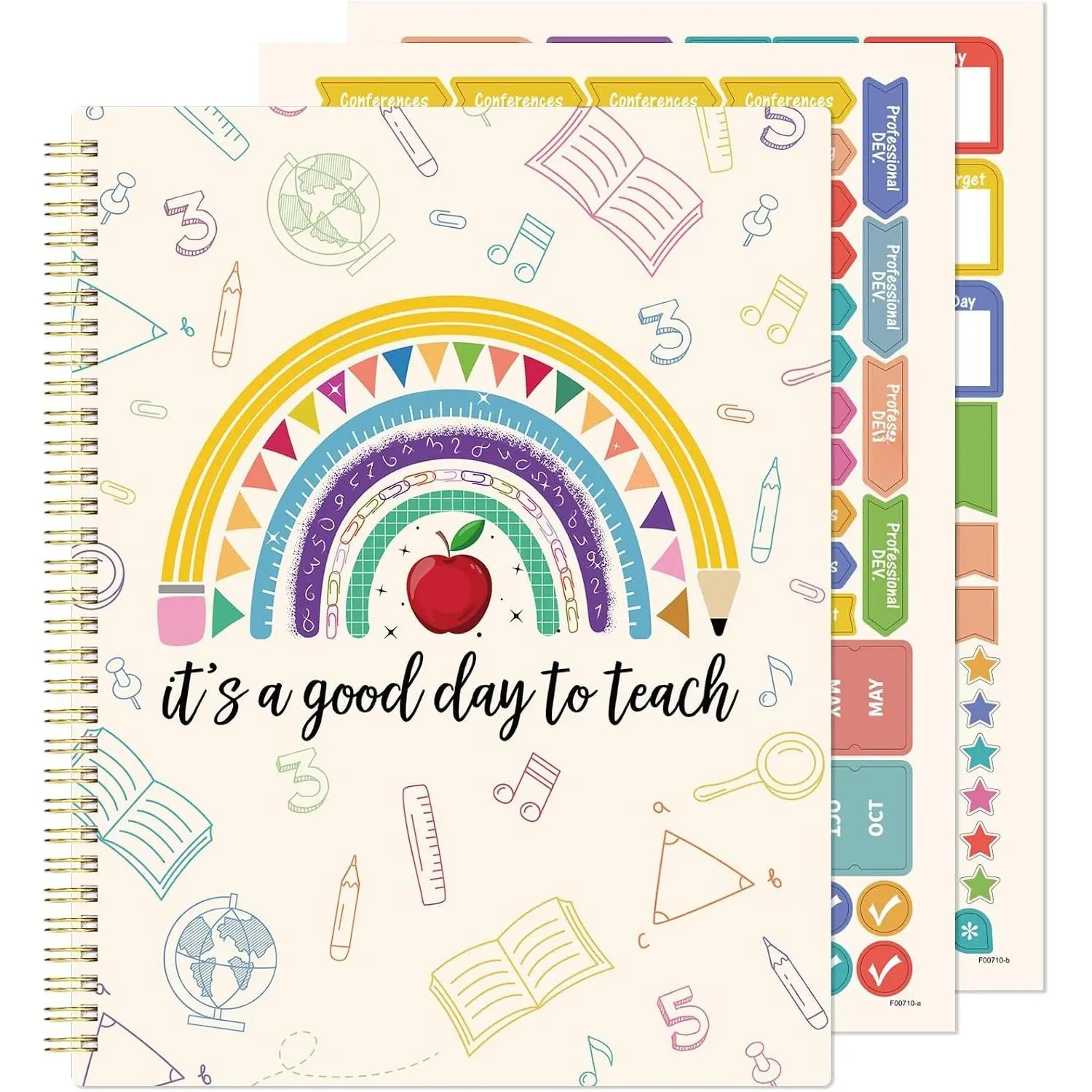 Undated Teacher Planner - Teacher Planners 8.5 x 11, Teachers Lesson Book | Teachers Lesson Planner 2026-2027 with Stickers and Inner Pocket