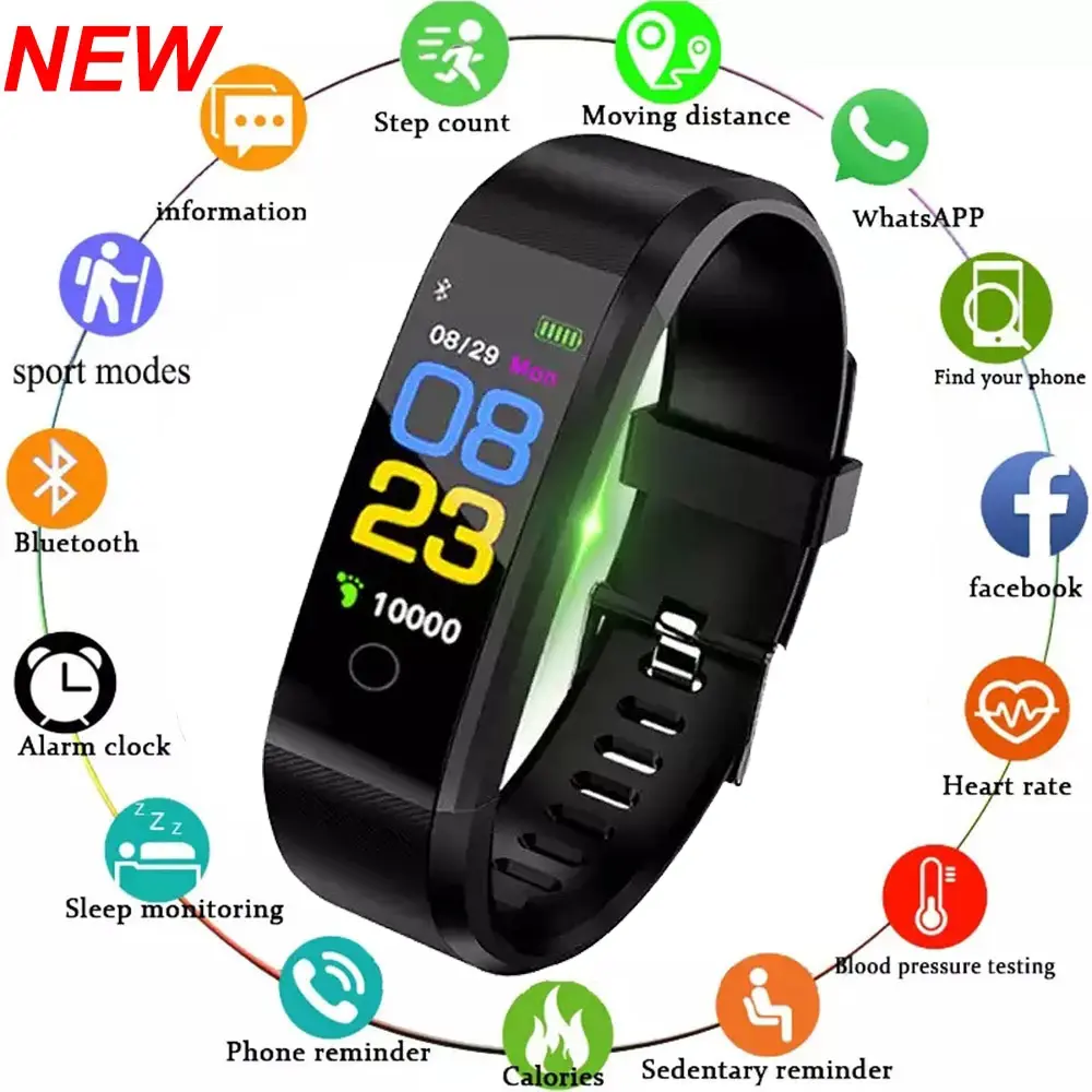 115plus Smart Watch Men Women Fitness Tracker Sport Watch Waterproof Smartwatch Heart Rate Blood Pressure Monitor Smart Band   fitness enthusiast