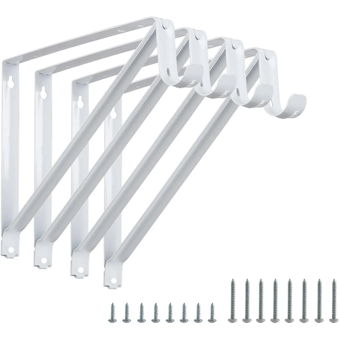 Rod Brackets 11x9.5in, 4 Pack Closet Shelf Brackets, White