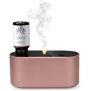 Waterless Diffuser for Essential Oil, Battery Operated Scent Air therapy Diffuser, Mini Diffusers with 3 Intermittent Mist Modes, Cycle Start for Home Office Bedroom - Rose Gold