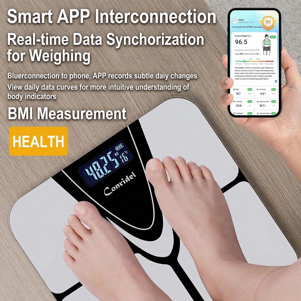 Smart Scale for Body Weight, Bluetooth Digital Bathroom Scale for BMI and Body Fat, Body Composition Monitor with Smartphone App