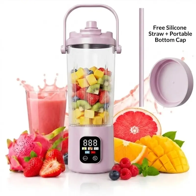 New handheld juicer, compact USB-rechargeable portable blender, small domestic juicer – easy to clean, 7.4V, ideal for making smoothies, milkshakes and fresh fruit drinks – blender with digital smart display, baby food blender, Smoothie Machine