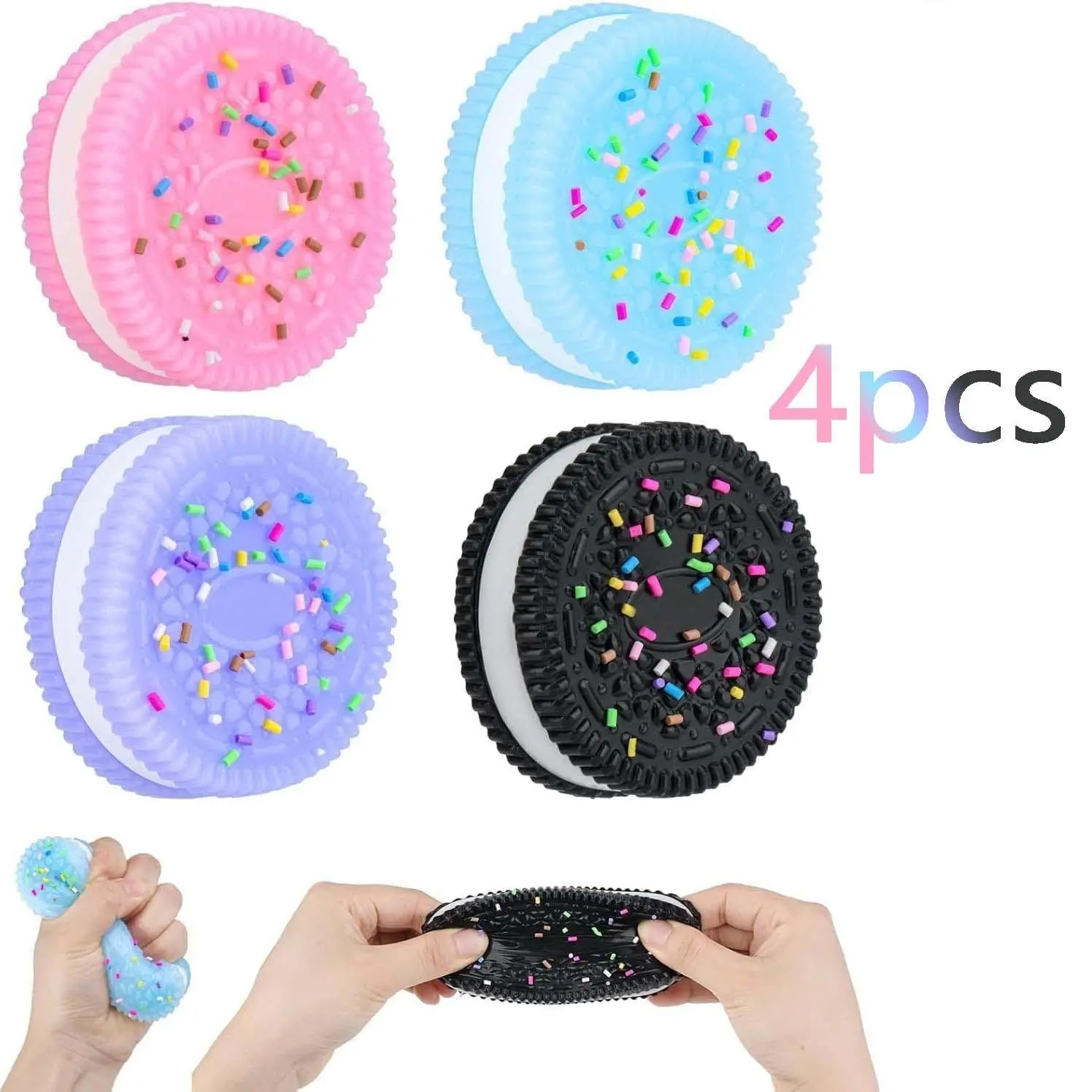 4-Piece Set Sugar Cookie Fidget Toys, Calming Fidget Set, Soft Stress Relief Play Dough, Anxiety Relief Party Gift, Ultra-Soft Pressure Ball Toy, Fidget Stress Squishy