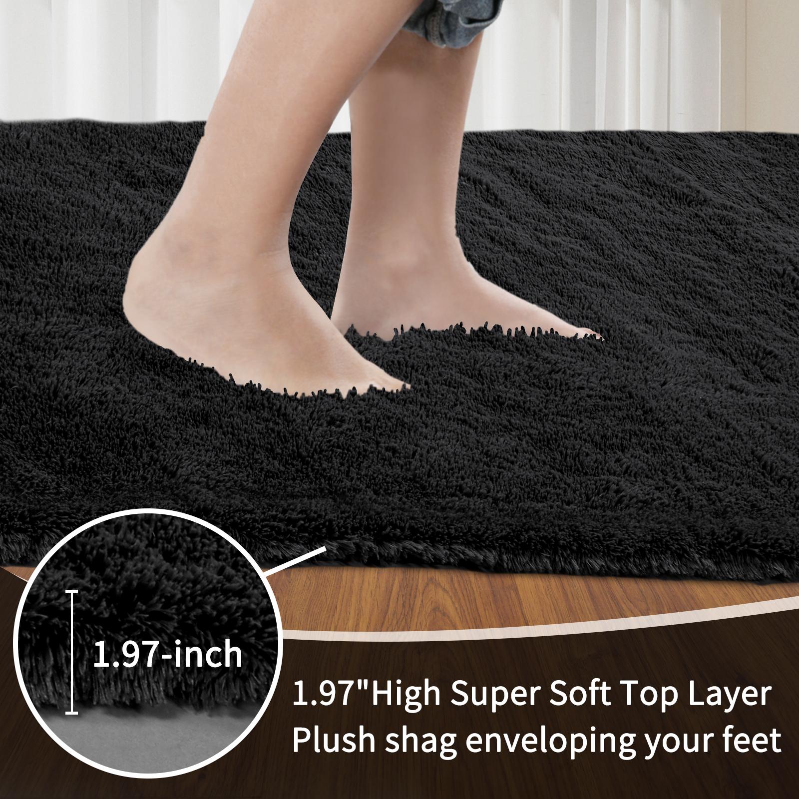FAMVAL Large Size Plush Rugs Big Fluffy Area Rug Non-slip Soft Shaggy Carpet Mats for Livingroom Bedroom Nursery Home Decor Black Christmas gifts