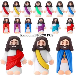 10/20 PCS Mini Jesus Figures Tiny Jesus Loves You Figurine Little Religious Decor Christ Savior Doll to Hide and Seek for Sunday Easter Egg Stuffers Gift