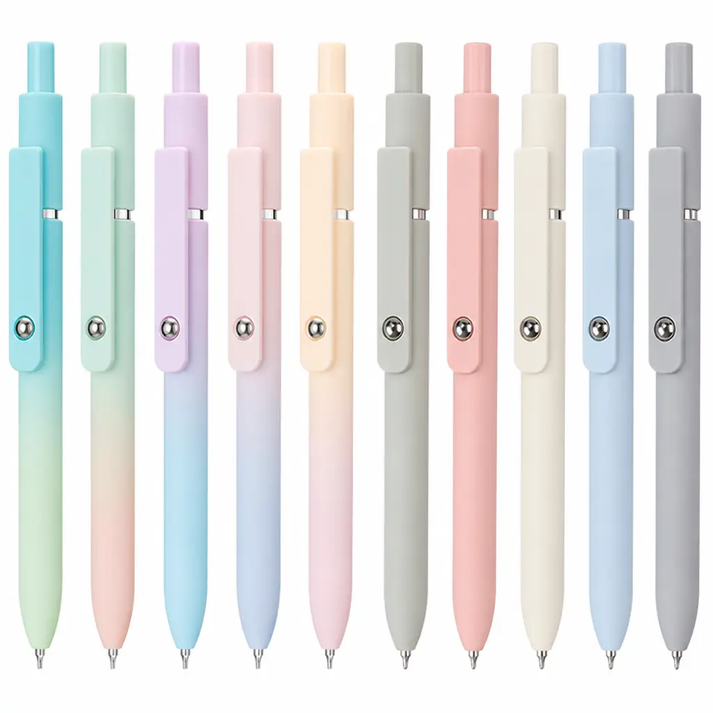 Morandi & Gradient Color Retractable Gel Pens, 10-Pack, Quick Dry Fine Point 0.5mm Rollerball Pens, Aesthetic Smooth Writing Pens for Office, School & Journaling