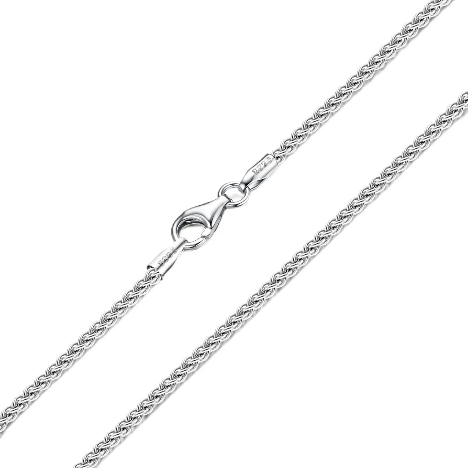 925 Sterling Silver Necklaces for Women Silver Necklace Chain 1.5mm Thick Diamond Cut Foxtail Chain Necklace Length 16” 18” 22”