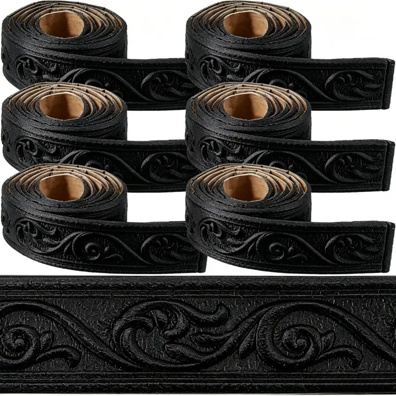 6 Rolls Crown Decorative Strips, Accent Wall Trim, 3D Flexible Foam Wall Decoration, Self-Adhesive Baseboard, Vintage Style Wallpaper Border, Hotel Decor