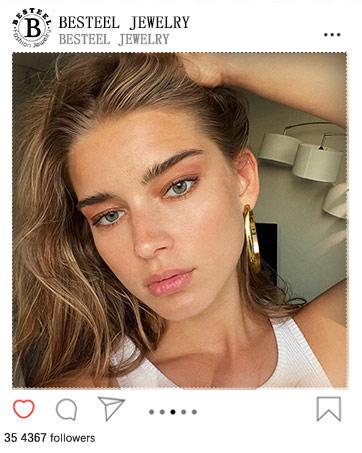 BESTEEL 14K Chunky Gold Plated Hoop Earrings for Women With 925 Sterling Silver Post Hollow Tube Hoops Earrings 4mm Thick Gold Hoop Earrings Hypoallergenic Lightweight Gold Large Hoop Earrings 25/30/40/50/60/70MM