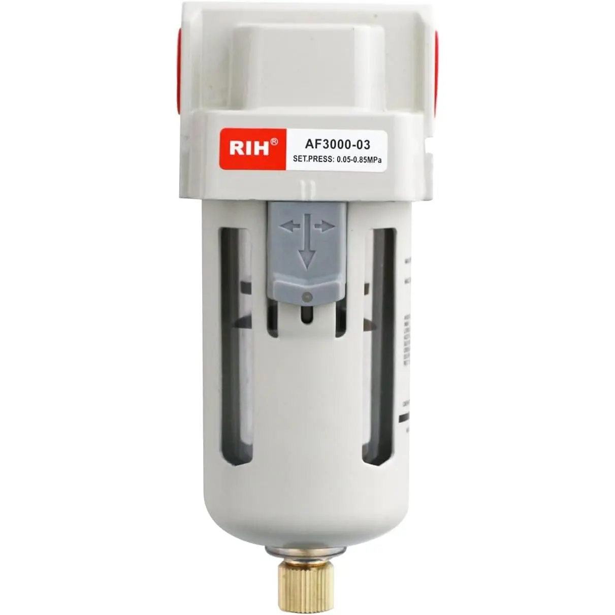 RIH 3/8" NPT Air Dryer for Compressor, Air compressor water separator,air compressor filter,AF3000-03 Manual Drain,5 Micron Brass Element, Poly Bowl 0-150 psi 5μm.