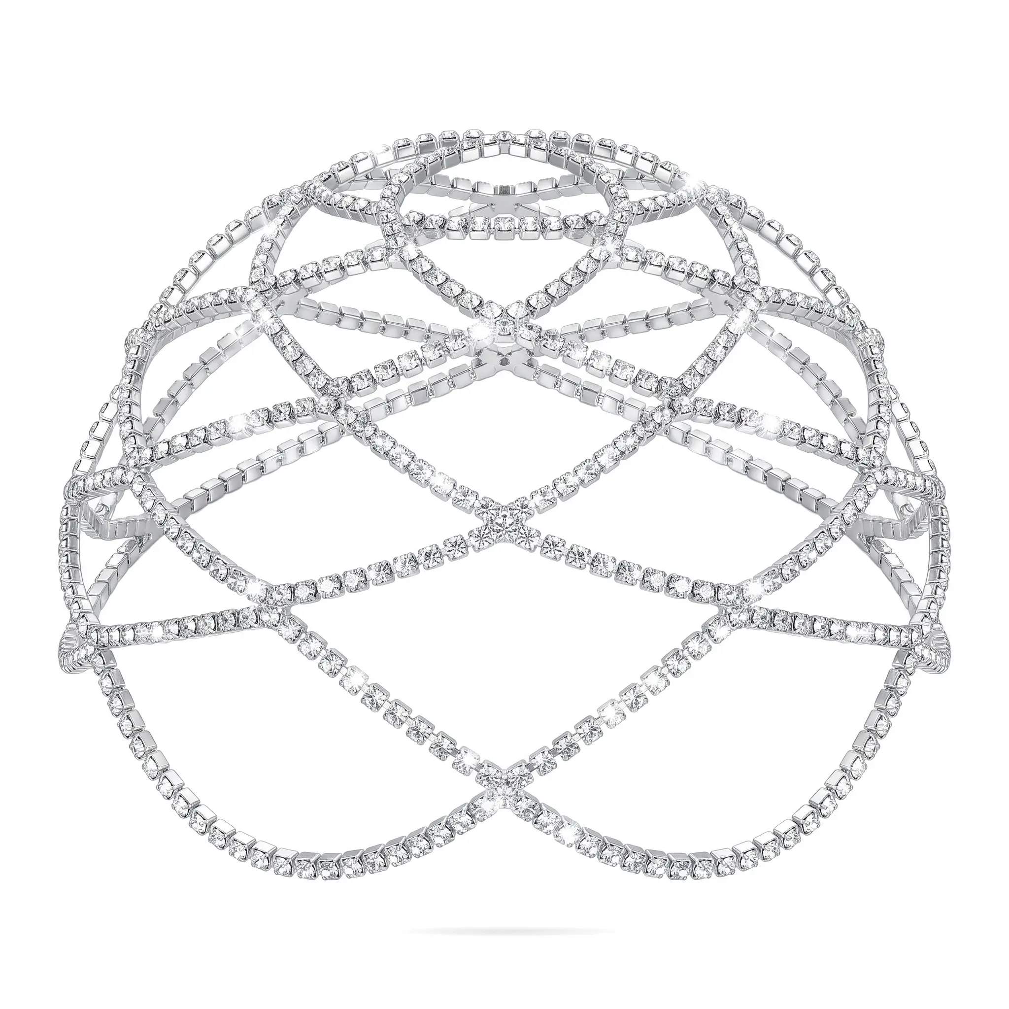 Sparkly Rhinestone Crown Head Chain For Women Wedding Hair Accessories Exotic Crystal Headpiece Vintage Tiara