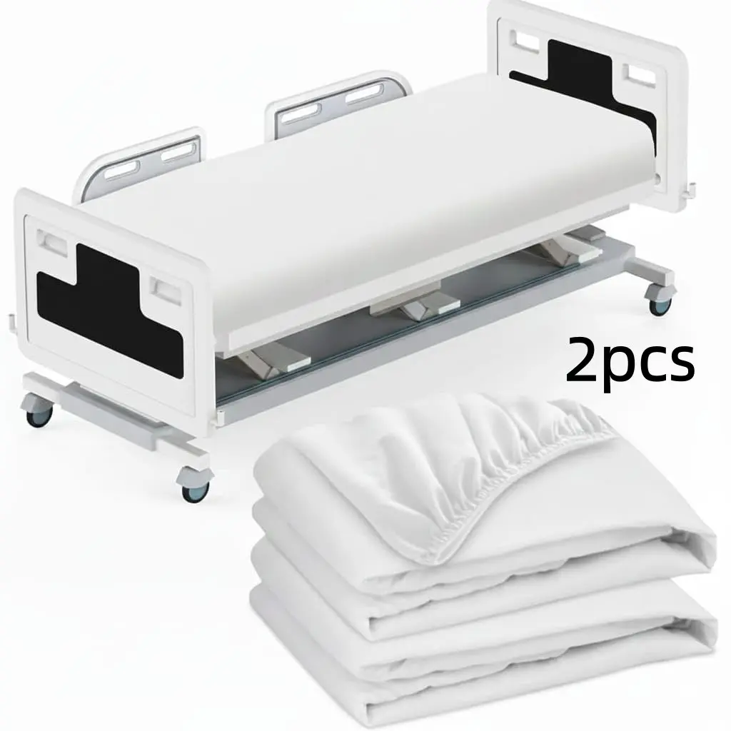 Medical Fitted Mattress Sheets Set of 2 – Breathable, Durable & Soft Hospital Bed Fitted Sheets, Easy-to-Clean Patient Sheets for Healthcare Use, Size: 90*200cm