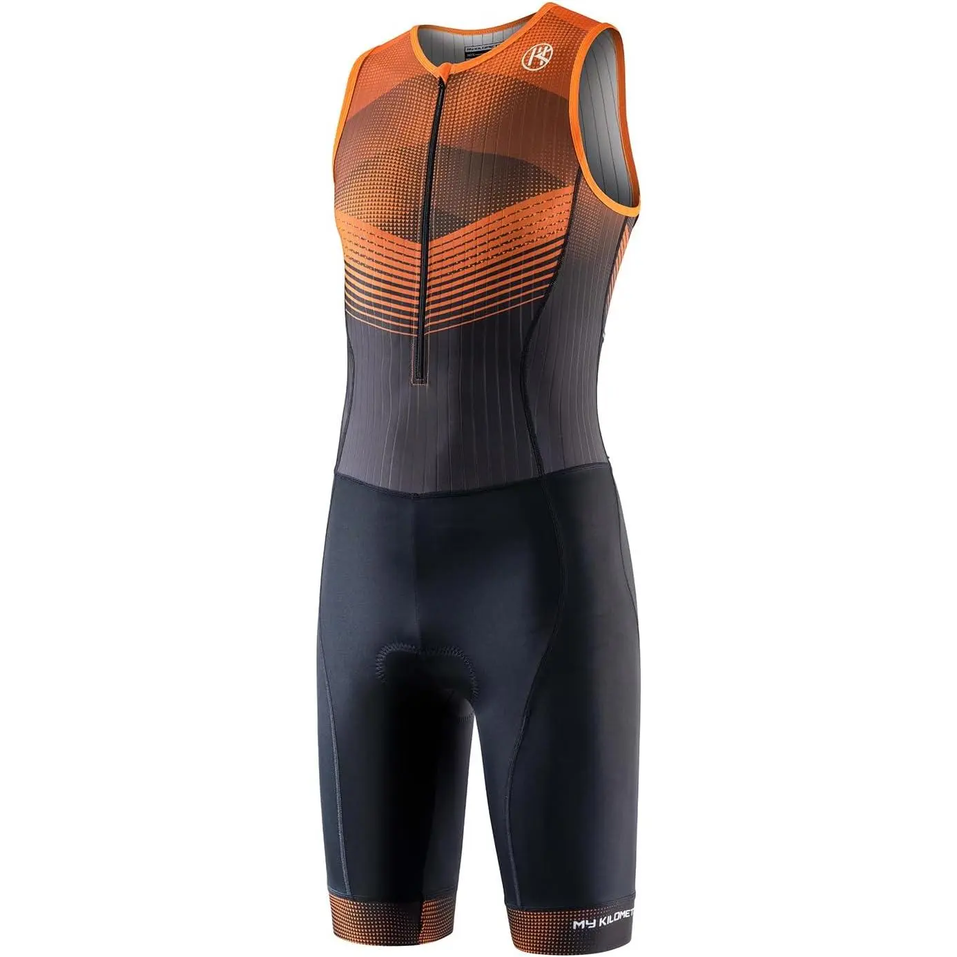 MY KILOMETRE Men's 1-Piece Sleeveless Triathlon Suit - Polyester Fabric, Male Fit, Multi-Size, Padded Zones, Quick-Dry, with Pockets for Swim, Bike, Run