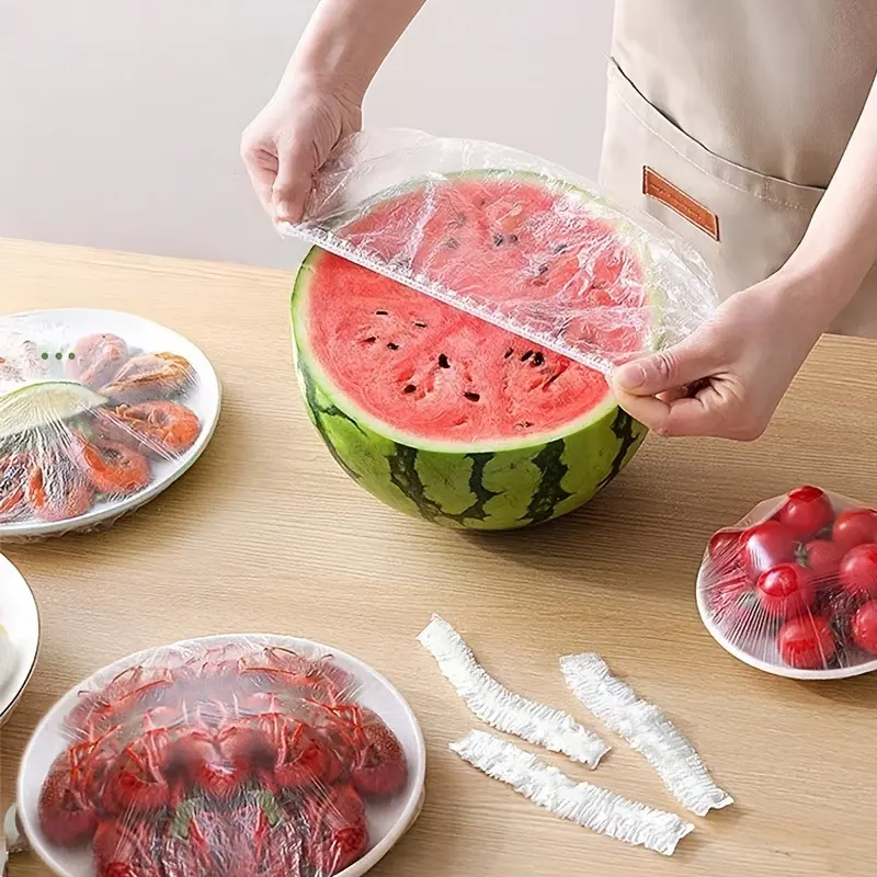 200 Pcs Disposable Elastic Food Covers, Food-Grade Stretch Bowl Covers, Universal Fresh-Keeping Storage Covers for Bowls, Plates, Fruits and Vegetables, Dustproof Covers for Kitchen, Picnic and BBQ