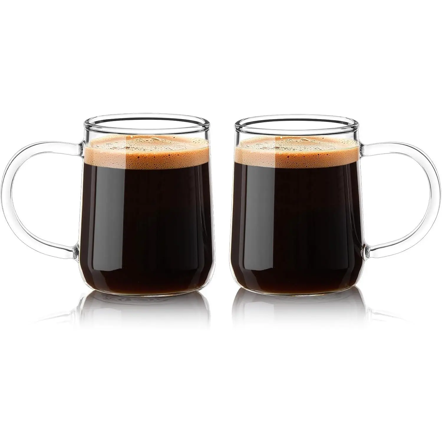 Glass Espresso Cups Set of 2, 3 oz Clear Espresso Shots Cup with Handle, Mini Coffee Cups Glasses Mugs, Demitasse Cups, Cappuccino Cup, Suit for Espresso Machine, Microwave Dishwasher Safe