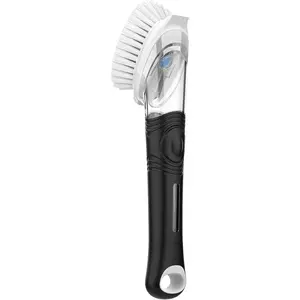Soap Dispensing Dish Brush, Kitchen Brush for Pot Pan Sink Cleaning, Black