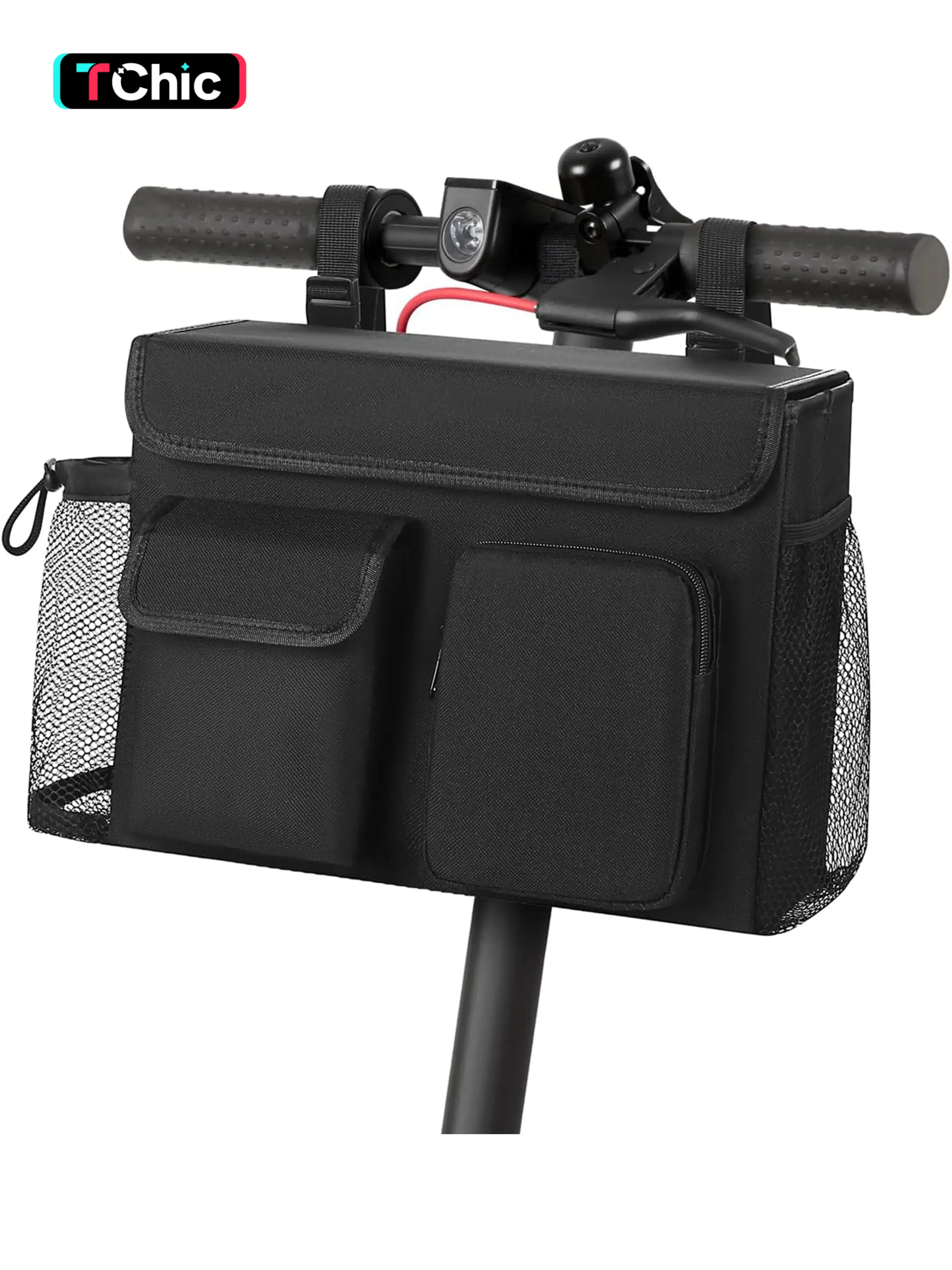Mobility Scooter Bag, Electric Scooter Bag, Wheelchair Bag, Bicycle Bag, Scooter Storage Carry Bag with 15-Inch Laptop Pocket and Cup Holders, Durable Basket for Scooter, Wheelchair and Bike, Mobility Scooter Accessories for Adults