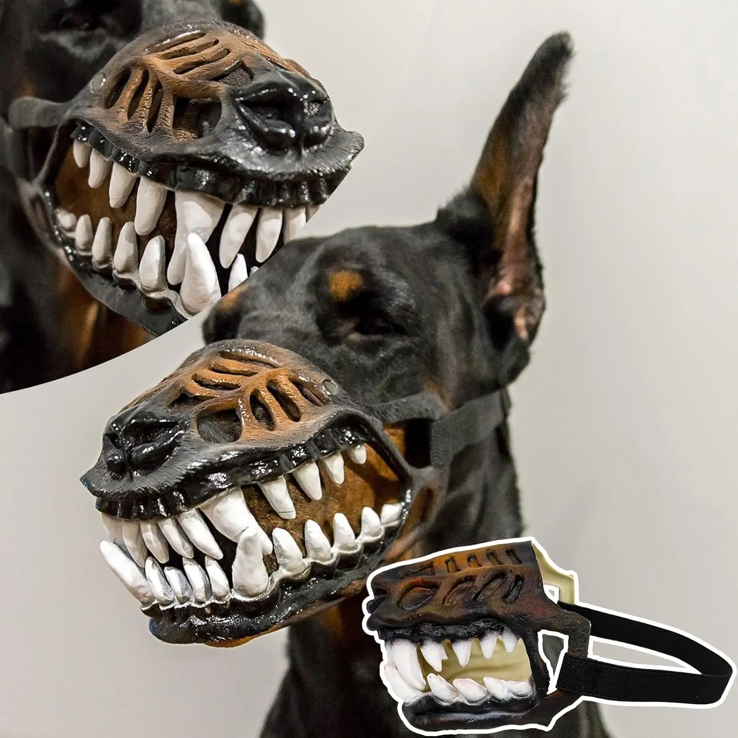 Scary Dog Muzzle for Halloween,Hilarious Dog Costume Muzzle with Large Scary Teeth, Halloween Scary Teeth Muzzle for Biting, Chewing and Scavenging