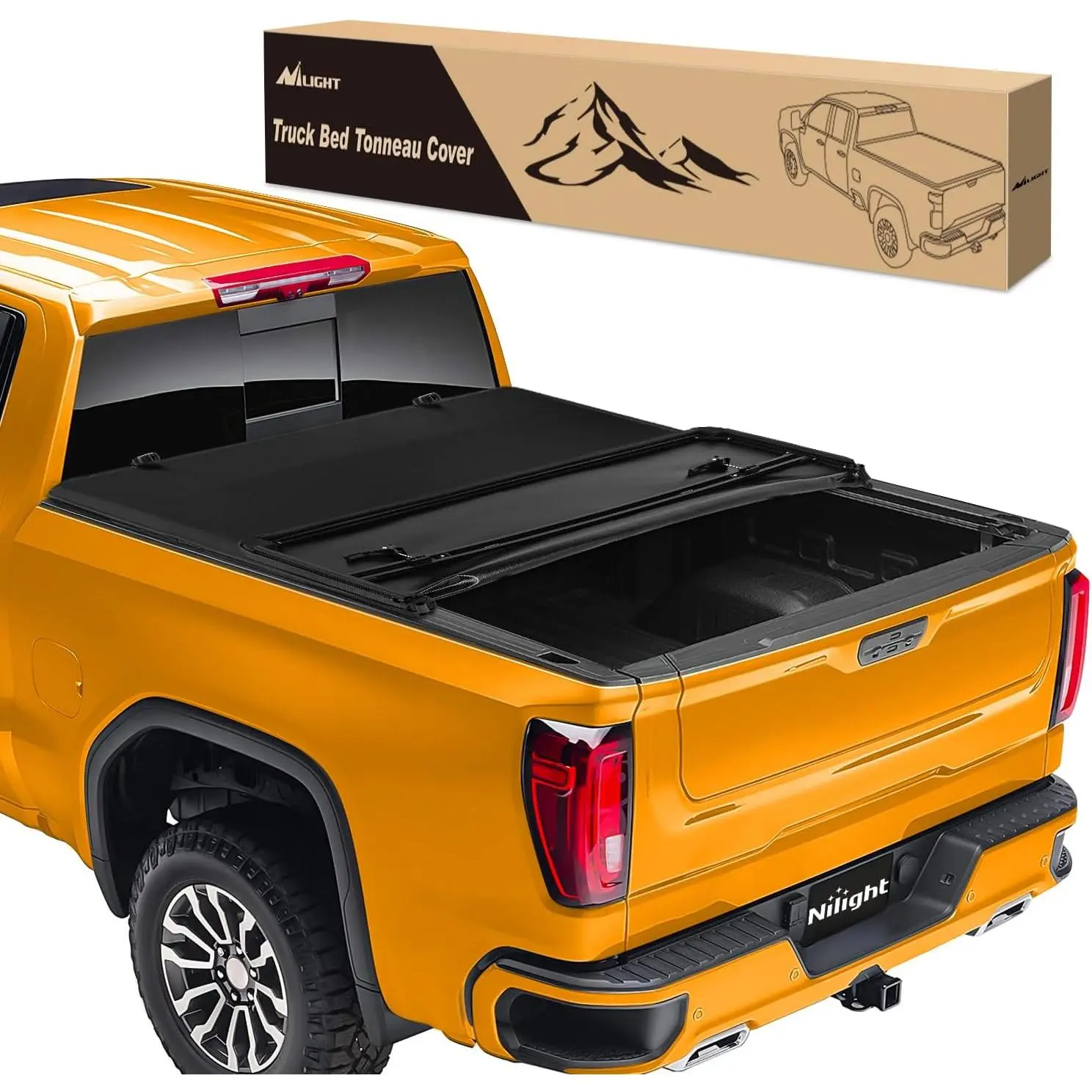 Nilight Soft Tri-fold Weather-Resistant Pickup Truck Cover, 6.7ft Truck Bed Cover & Car Exterior Protector, Compatible with Chevy Silverado 1500/GMC Sierra 1500 (2014-2025) Automotive Accessory, Truck Bed Covers