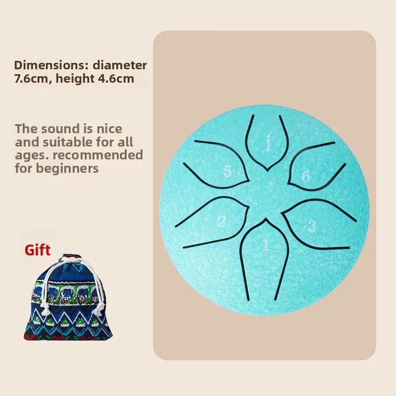 Rain Drum for Outside Garden, 3 Inches 6 Notes Steel Tongue Drum, Waterproof Meditation Rain Chime, Percussion Musical Instruments for Adult Gift with Bag, Music Book, Mallets