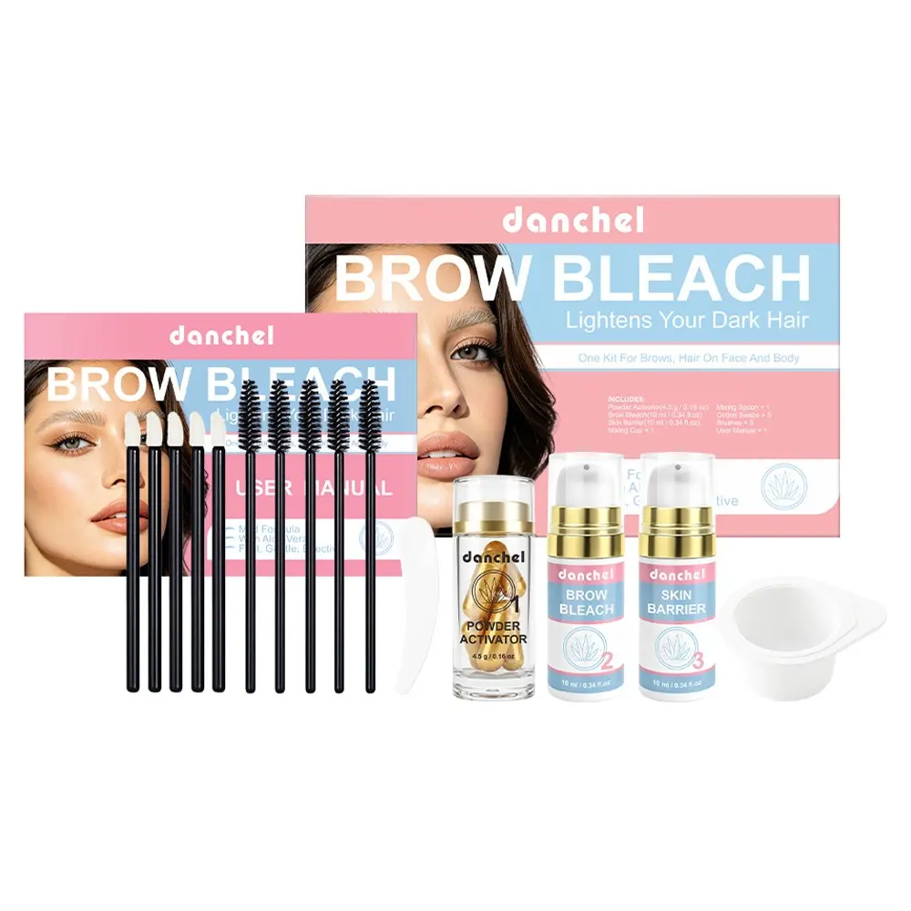 danchel Brow Bleach, Eyebrow Bleaching Kit, Eyebrow Lightener, Gentle Formula & Effective Bleaching Result, Softer & Natural Brow Color, Simple At-Home DIY Application, Multi-use for Brows, Face & Body Hair