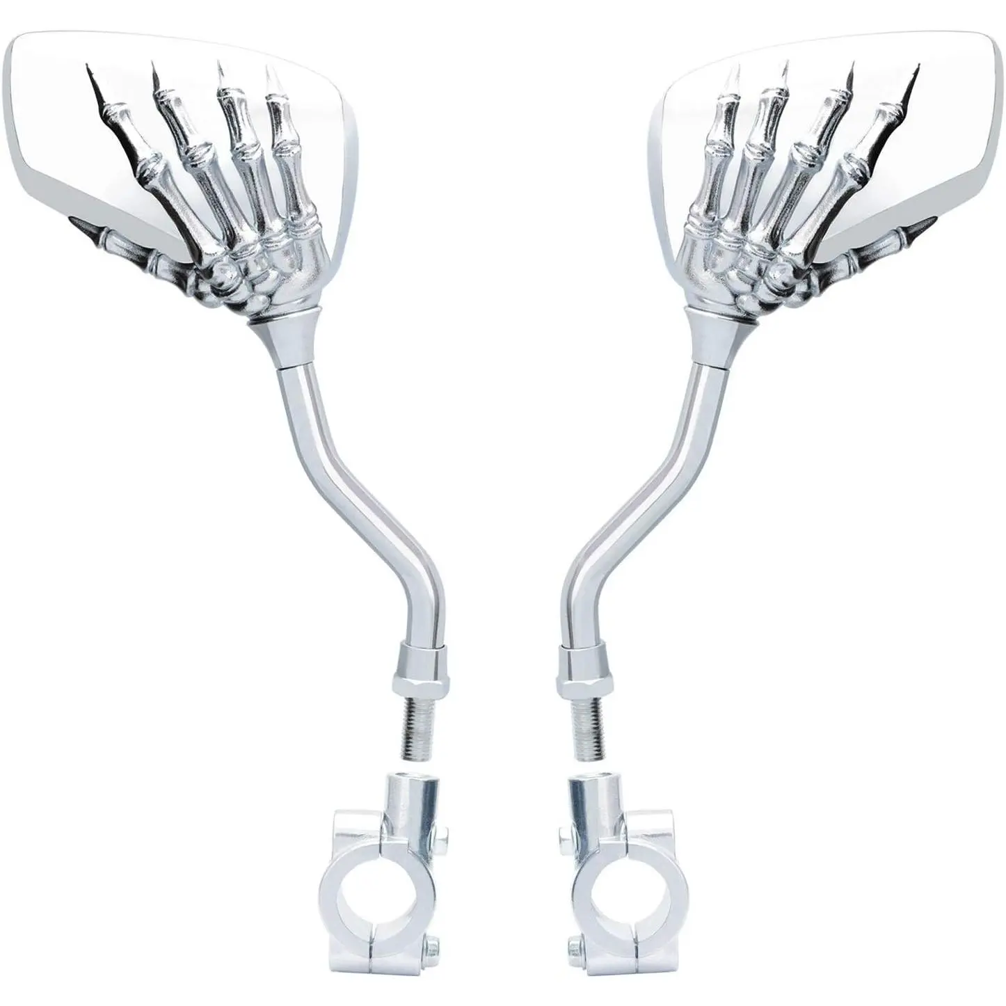 1 Pair  Mirror,Big View  Rear View Mirror Blindsight Multi Angle Adjustable  Mirror Billet  Chrome Plated Outside Skull Claw Style Also suitable for  mirror