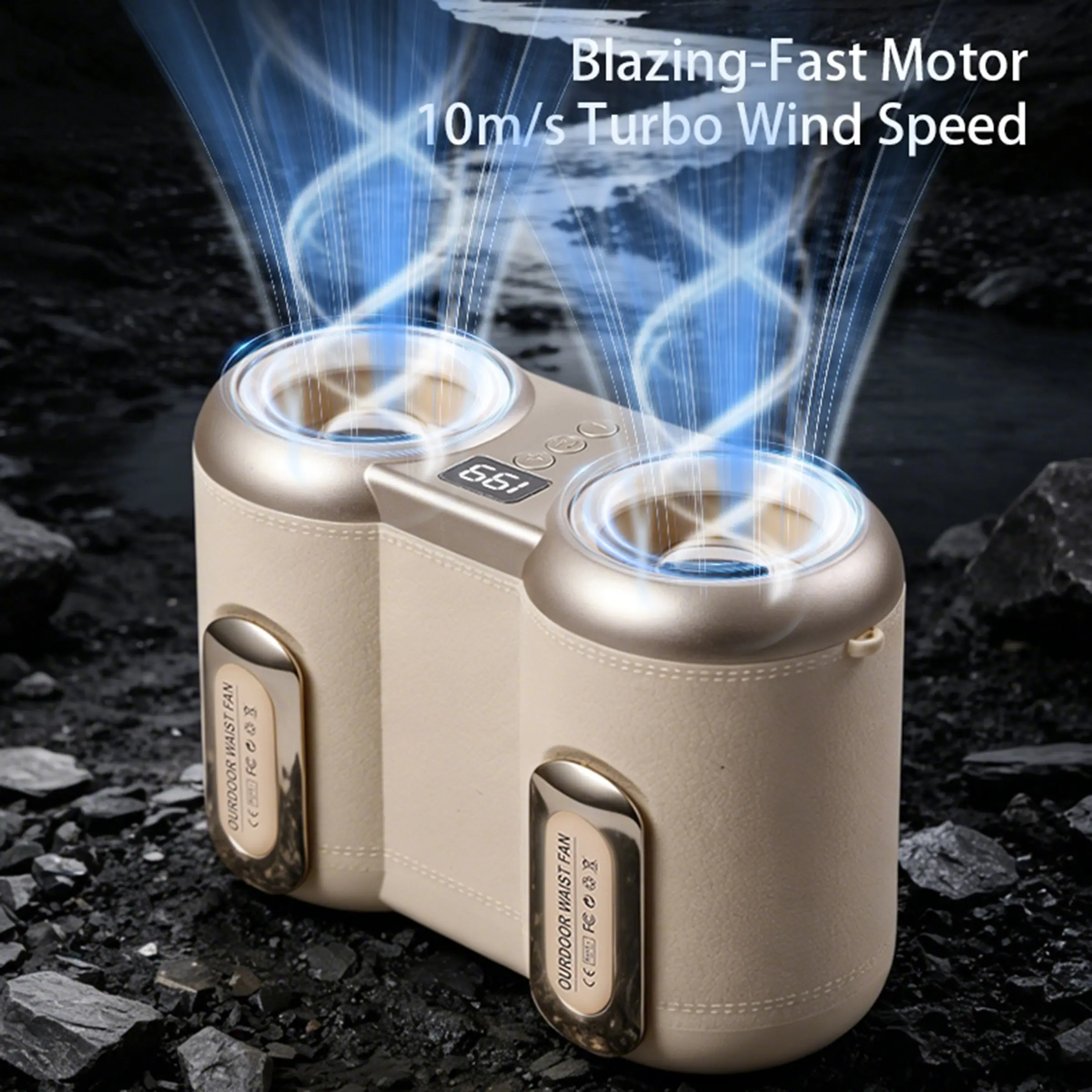 2026 Personal Waist Fan, Rechargeable, Dual Motor, Strong Airflow, 6000mah Long Battery Life, Camping, Outdoor, Work, Three Colors Available, Turbo Waist Fan, Portable Fan