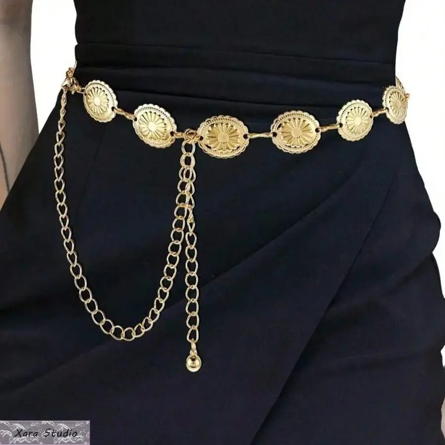 Women's Elegant Fashion Belt - 1 Circular Waist Decorative Chain, Versatile Autumn Clothes Accessory, Stylish Design, Belts For Women