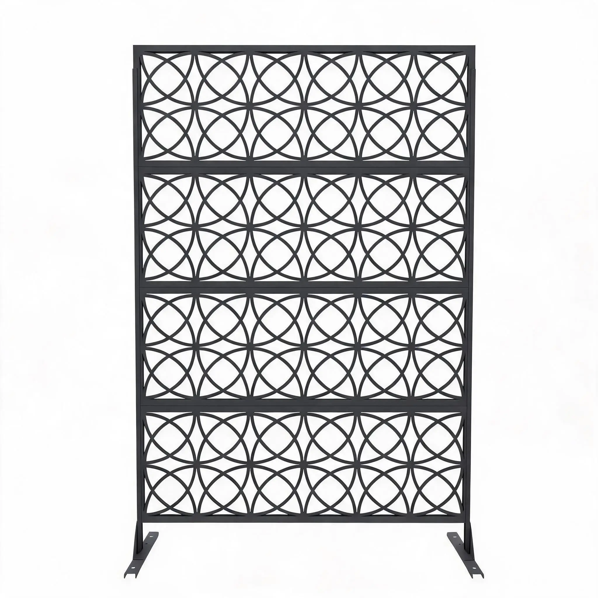 Garvee Metal Outdoor Garden Fence Panels - Ornamental Scroll & Coin Motifs, Rust-Resistant Border, Easy Installation, 70.9x46 in HxW, Black for Yard & Flower Beds