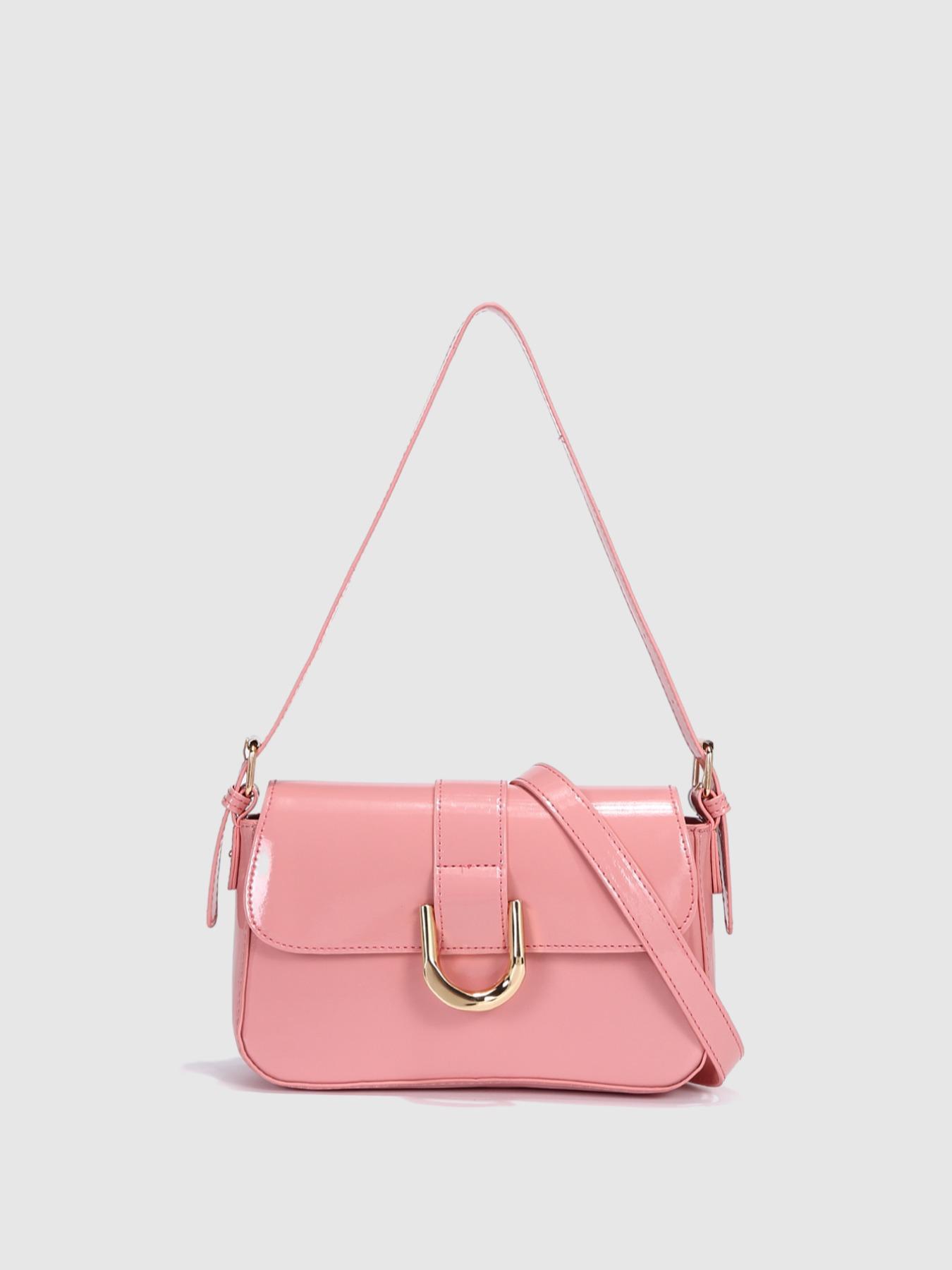 Women's Vintage Solid Buckle Decor, Summer 2024 Adjustable Strap Zipper Pu Leather Bag for Work & Daily Used, Casual Handbag Satchel, Fashion Women's Bags