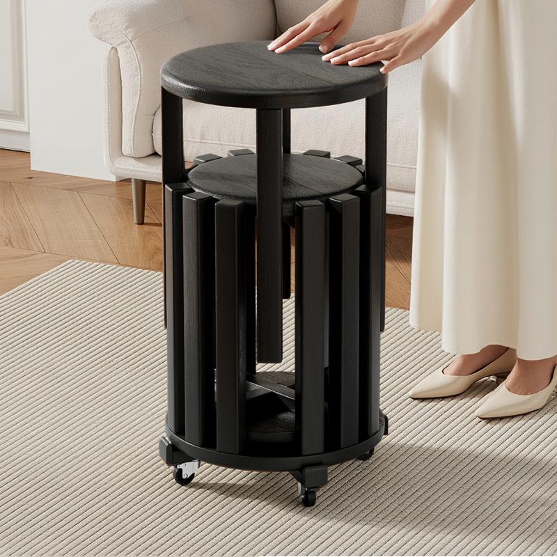 100% solid wood stackable stools set of 4, wooden stools, 18-inch stools, stacking stools, nesting tables, sturdy and durable, no installation required, top stackable round side table