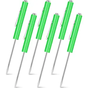 6 Pcs Green Mini Magnetic Pocket Screwdriver with Single Blade Head for Mechanics and Electricians Use