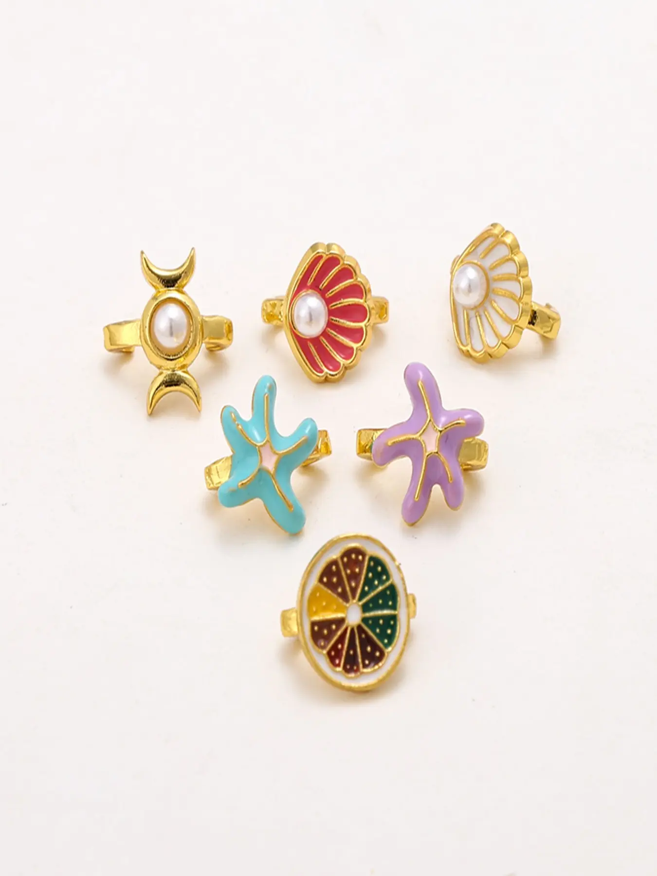6 Piece Ocean Theme Beach Shoe Charms, Zinc Alloy Shell Starfish Design, Decorative Charms for Havana Sandals, Shoe Decoration Charms, Shoe Accessories, No Shoes Included