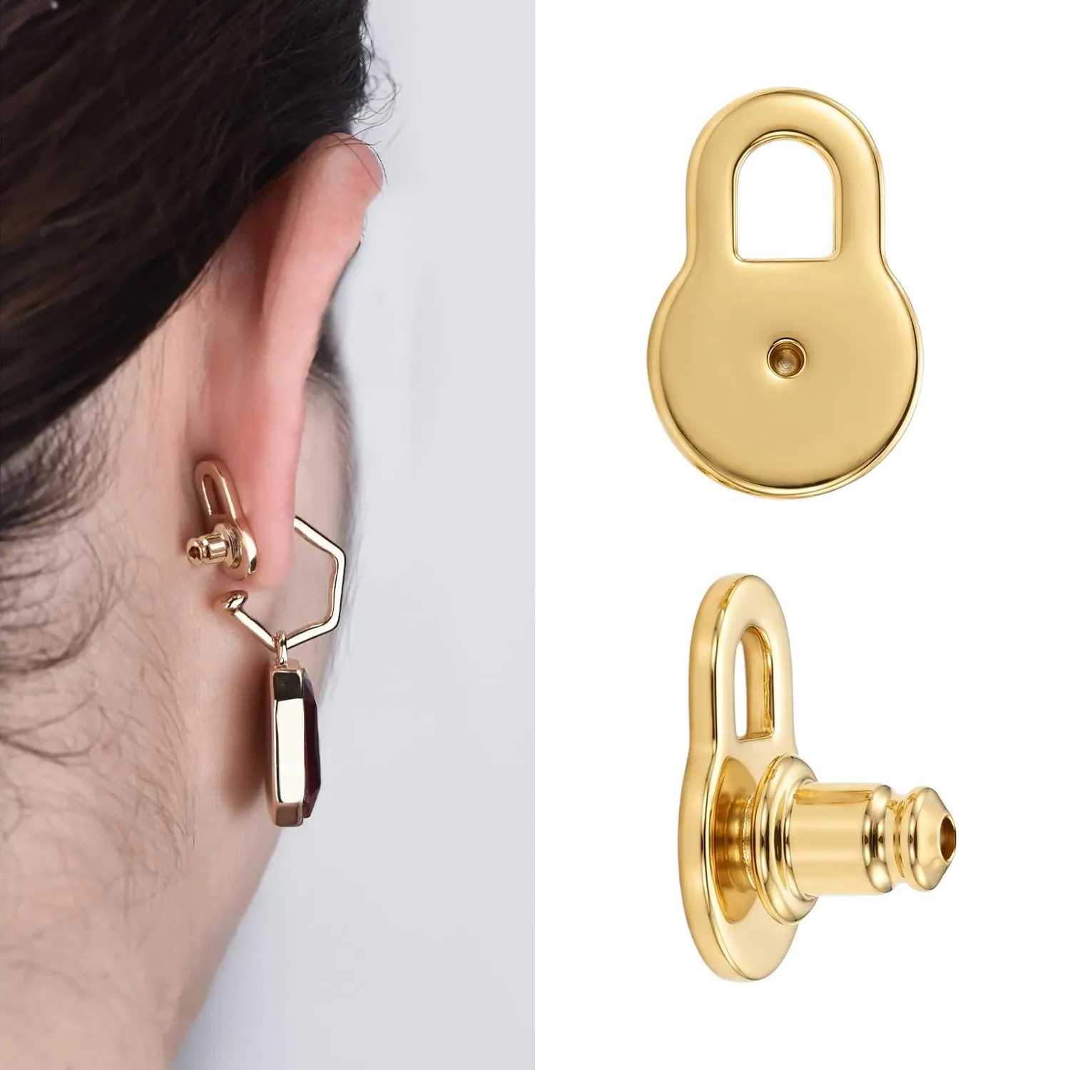 2Pcs 14K Gold Plated Earring Lobe Lifters for Heavy Earrings for Women,Earring Backs for Droopy Ears - Comfortable Earring Backings for Studs - Trendy Fashion Jewelry Accessories,#SummerWins