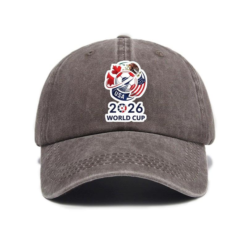2026 USA-Canada-Mexico World Cup Printed Washed Vintage Soft Top Baseball Cap for Men and Women, Trendy Hat Reindeer Cupid