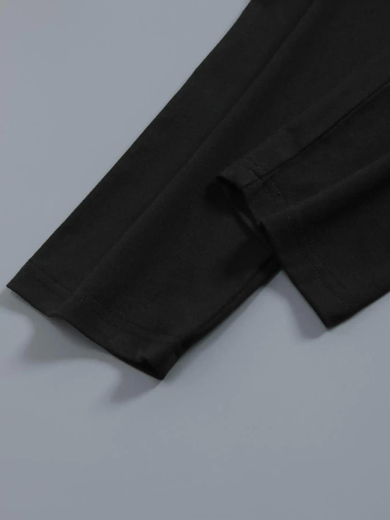 Men's High Neck Warm Long Sleeve T-Shirt + Faux Two-Piece Pants Set, Casual Fashion, Fall & Winter Wear, Comfortable and Stylish