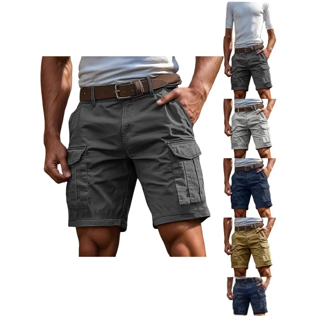 Men's Tactical Cargo Shorts, Wear-Resistant Cotton with Multiple Pockets, Breathable for Outdoor Hiking & Camping, Multi-Pocketed, Male Shorts, Cargo Short Length