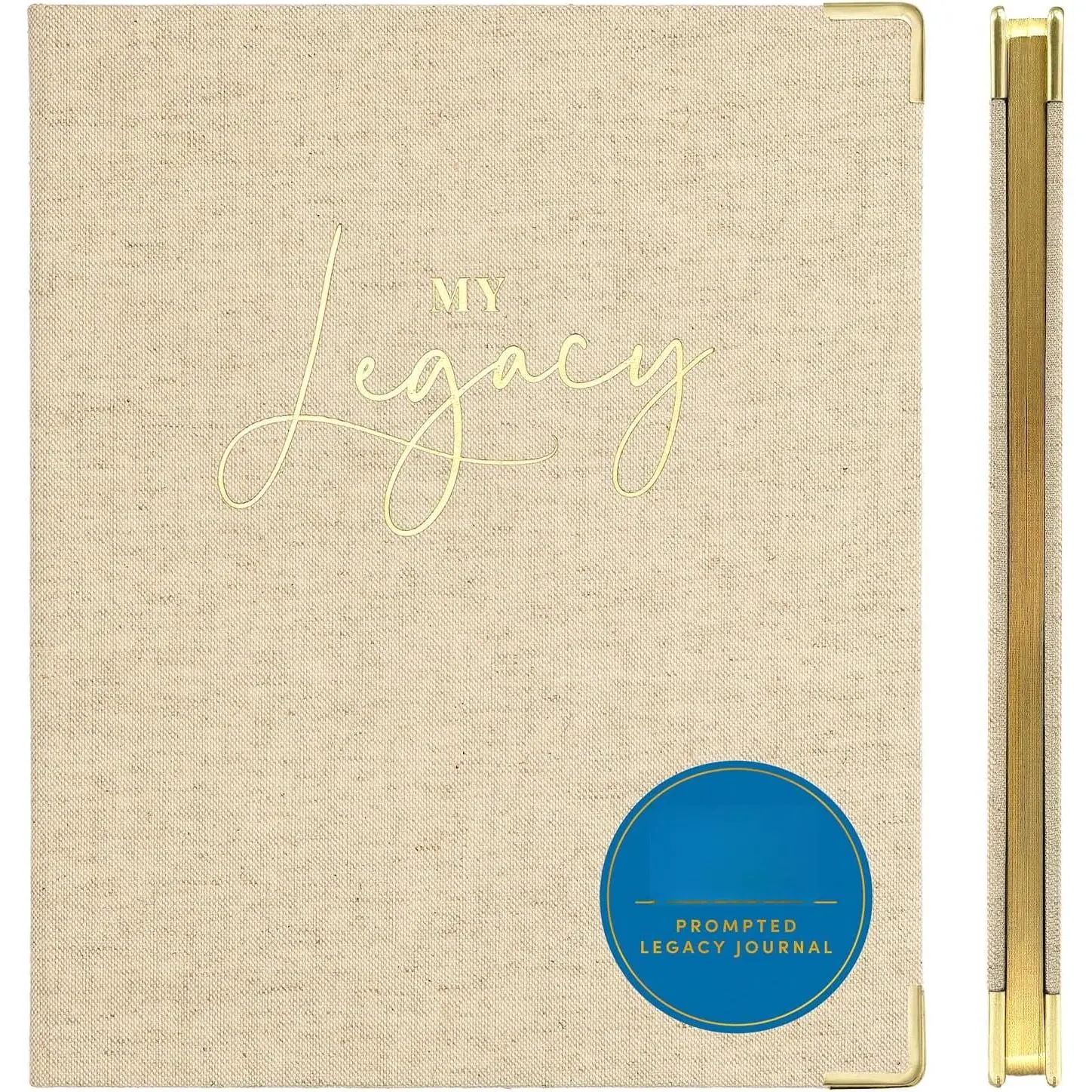 Linen Cover Life Story Journal - 120+ Guided Prompts, 80 Pages, Personalized Gift for Women - Memory Capture Notebook for Birthday Gifting, 9.25in x 7.75in (Office Stationery)