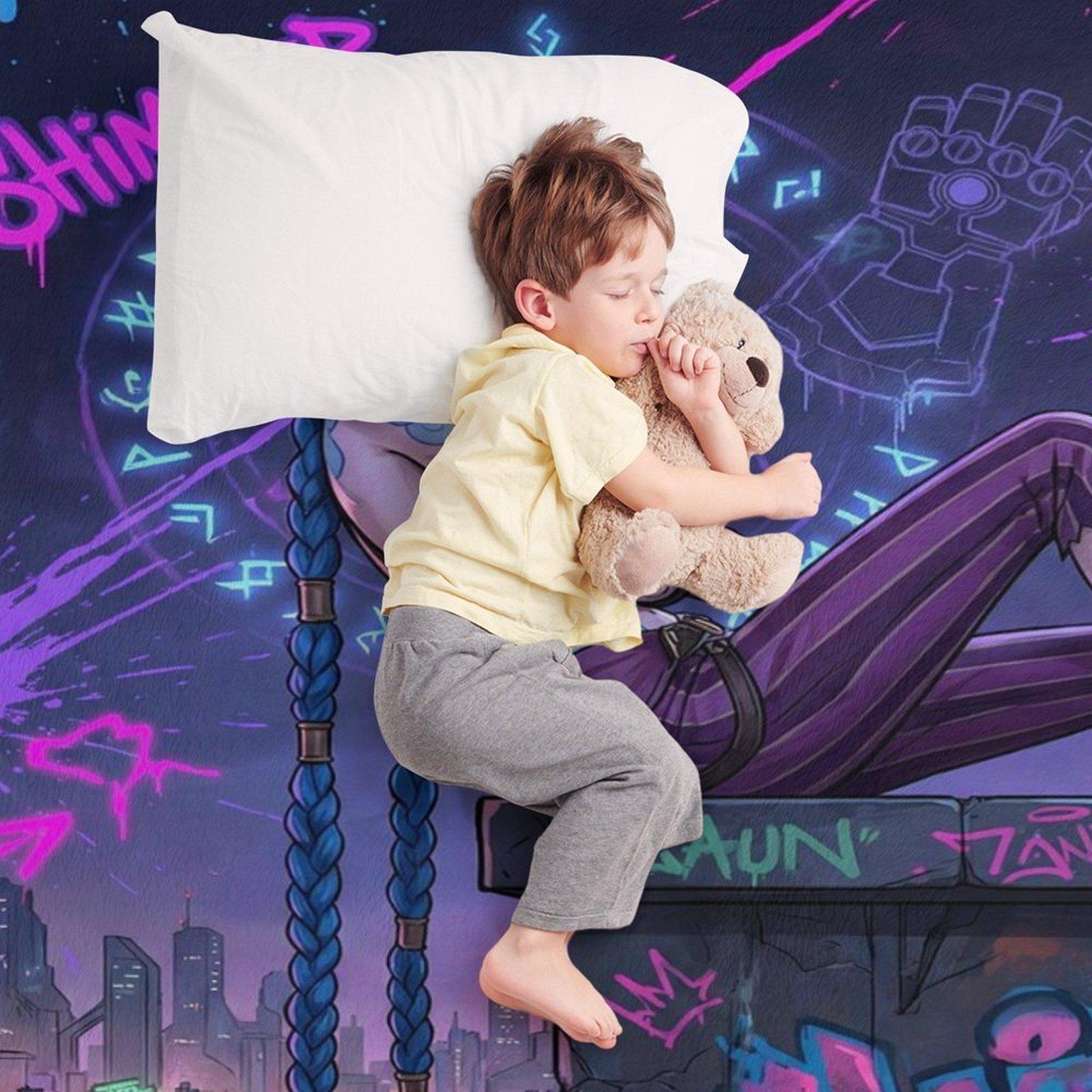 Jinx "City of Shimmer" Zaun Graffiti Throw Blanket — *Arcane* Themed | Soft & Cozy | An Esports Throw Blanket Crafted Exclusively for Fans | A Perfect Gift for Gaming Girls