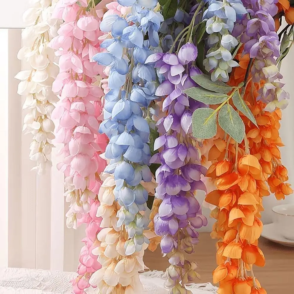 4 hanging bouquets of realistic wisteria, 47-inch wisteria artificial flowers - suitable for weddings, gardens, porches and courtyards decoration - perfect choice for Christmas, Halloween, Valentine's Day, Mother's Day, Saint Patrick's Day ceiling decorat