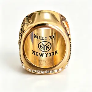2026 New York Basketball Championship Replica Ring for Men Fans, Sparkling Crystal Inlaid Sports Collectible Memorial Band, Trendy Sports Fan Jewelry for Game Day Daily Wear Birthday Gift
