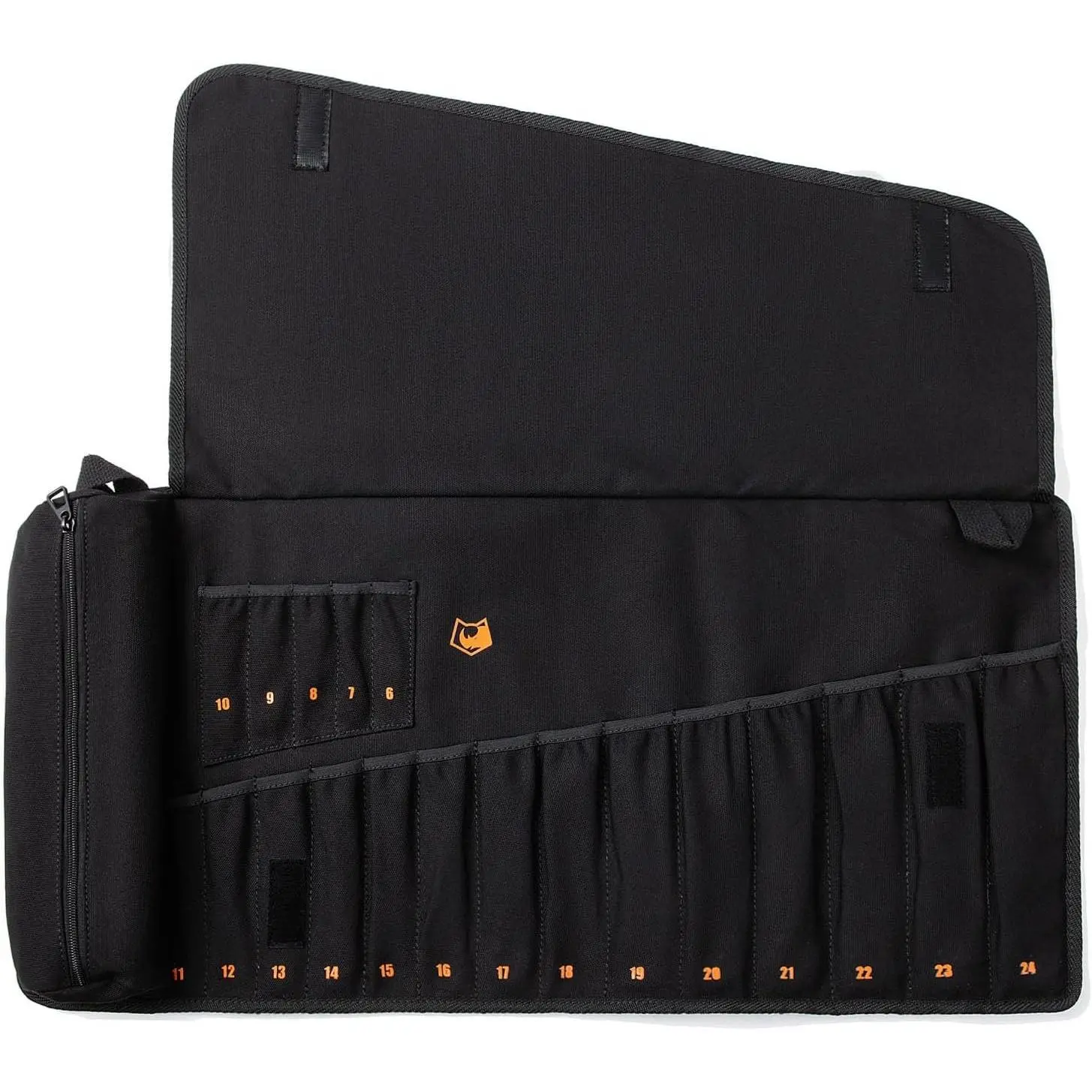 Wrench Roll, Wrench Roll Up Pouch, 19-Pocket Heavy Duty Canvas Wrench Organizer Bag for Metric Combination Wrenches, Portable Tool Roll Bag, Gifts for Men for Fathers Day(Black, 19+1 Metric)