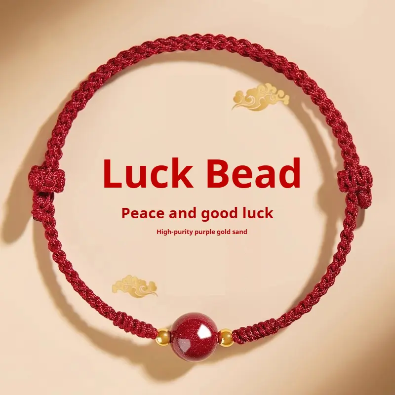 Zodiac Year of the Horse Cinnabar Red Rope Bracelet Amulet for Girls, Handmade Beaded Bracelet for Men and Couples