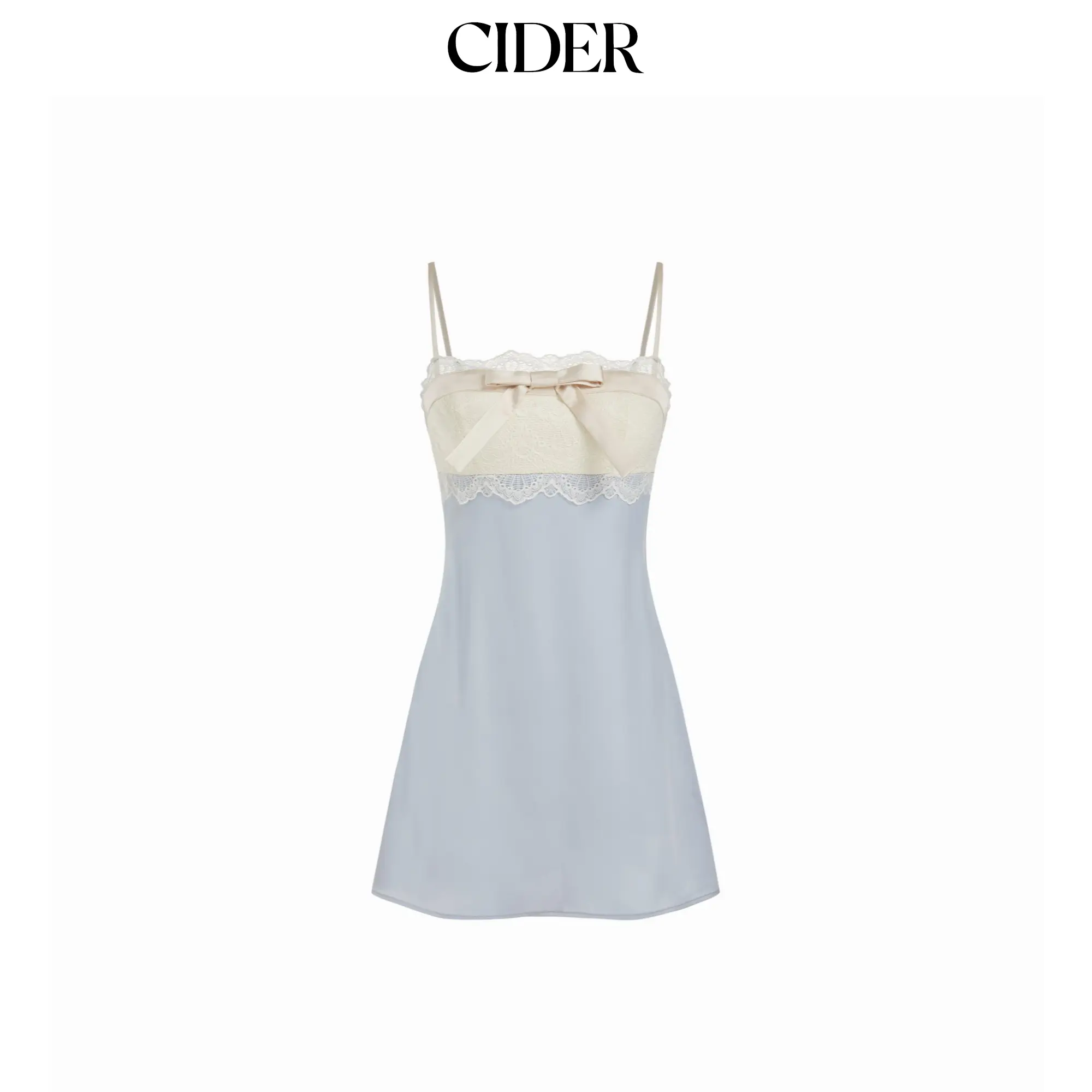 Cider Satin High Rise Lace Trim Bowknot Cami Mini Nightdress Cider Satin High Rise Lace Trim Bowknot Cami Mini Nightdress