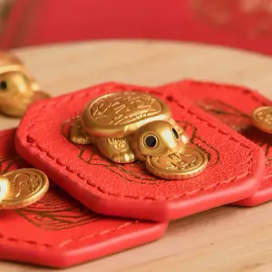Fengshui Lucky Turtle Wallet Charm Money-biting Turtle Ornaments Decor for Longevity Protection & Financial Stability