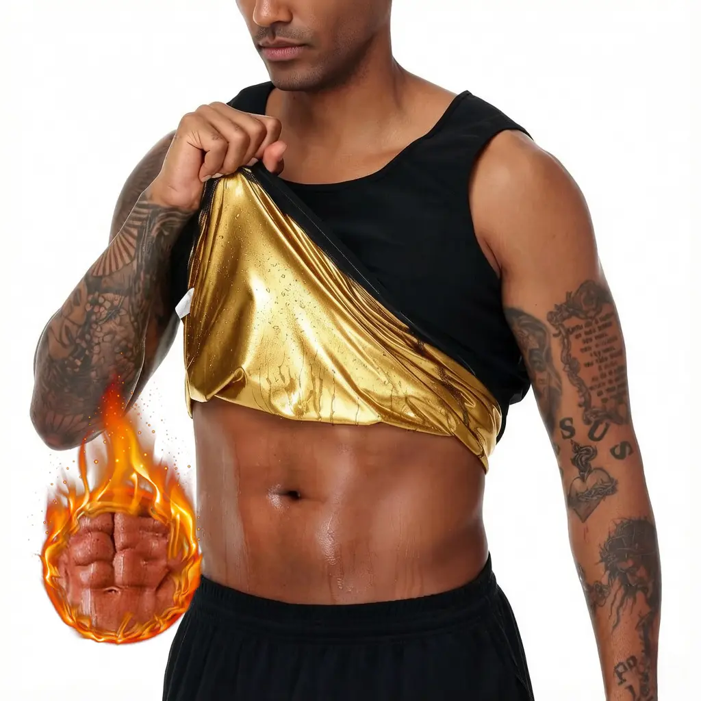 Sauna Shirt for Men, Compression,Waist Trainer Short Sleeve Sauna Suit, Sweat Body Shaper Sauna Vest Gym Exercise Tank Top